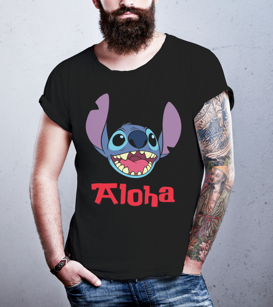 Lilo And Stitch Aloha Stitch Iconic Blue Character Smile T-Shirt