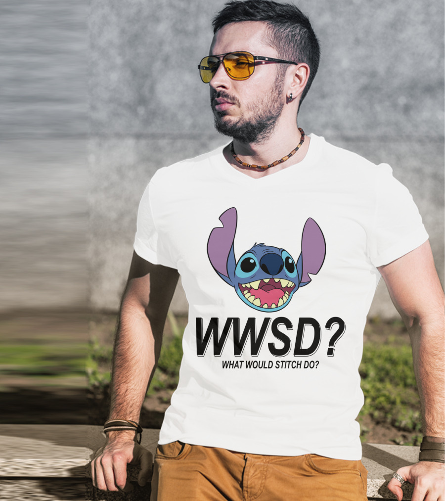 Lilo And Stitch WWSD What Would Stitch Do Cute Alien Character Face T-Shirt