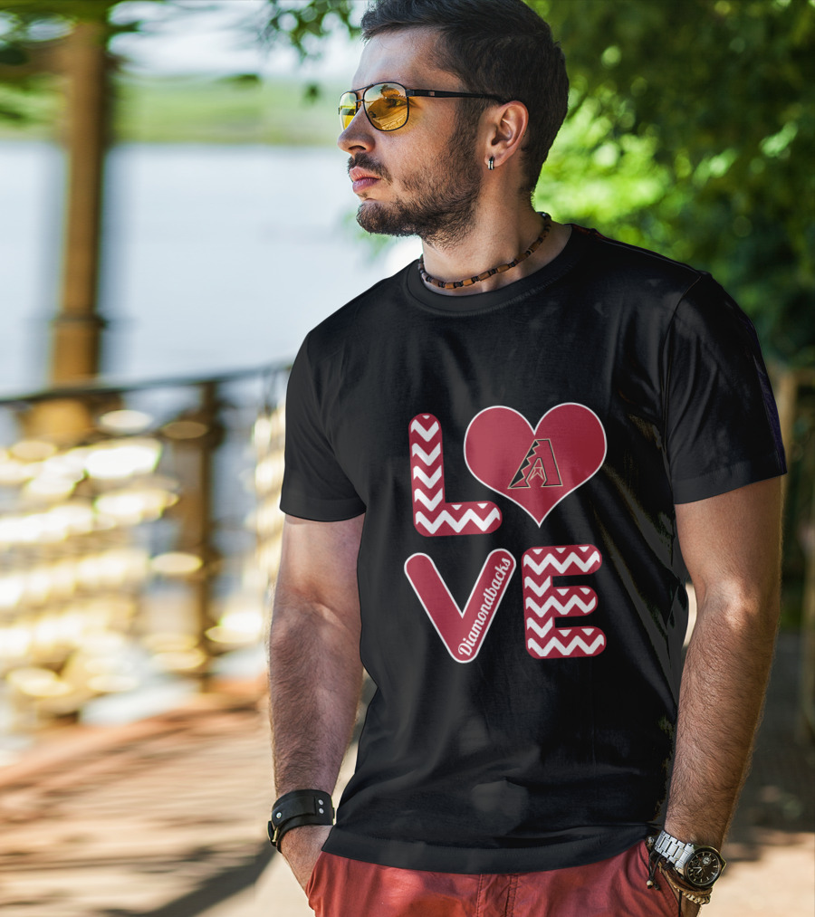 Love Diamondbacks Chevron Heart Arizona Baseball Fans T-Shirt