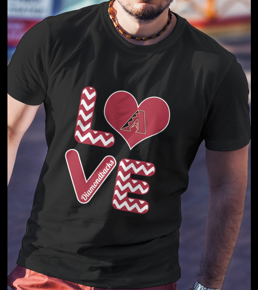Love Diamondbacks Chevron Heart Arizona Baseball Fans T-Shirt