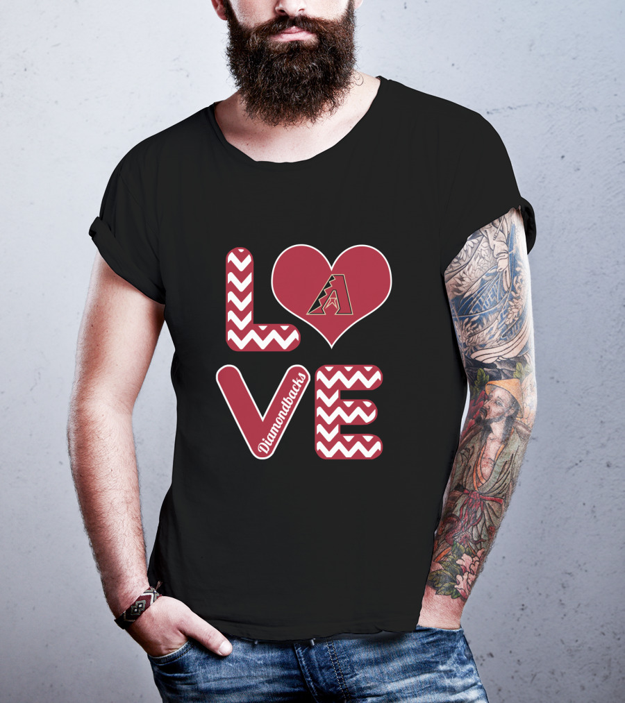 Love Diamondbacks Chevron Heart Arizona Baseball Fans T-Shirt