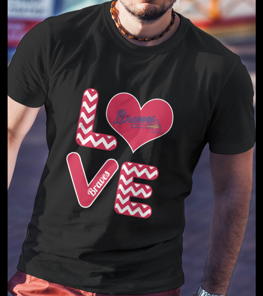 Love Braves Fans Heart Chevron Baseball T-Shirt