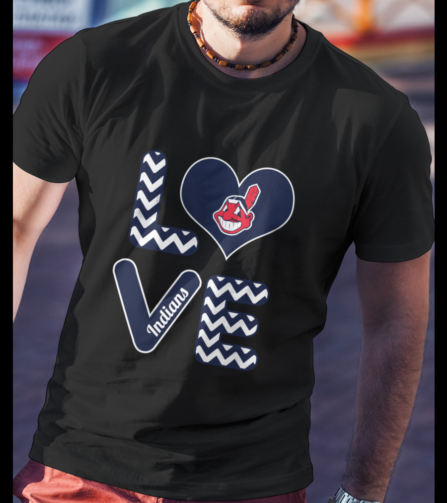 Love Heart Chevron Indians Fan Baseball Cleveland T-Shirt
