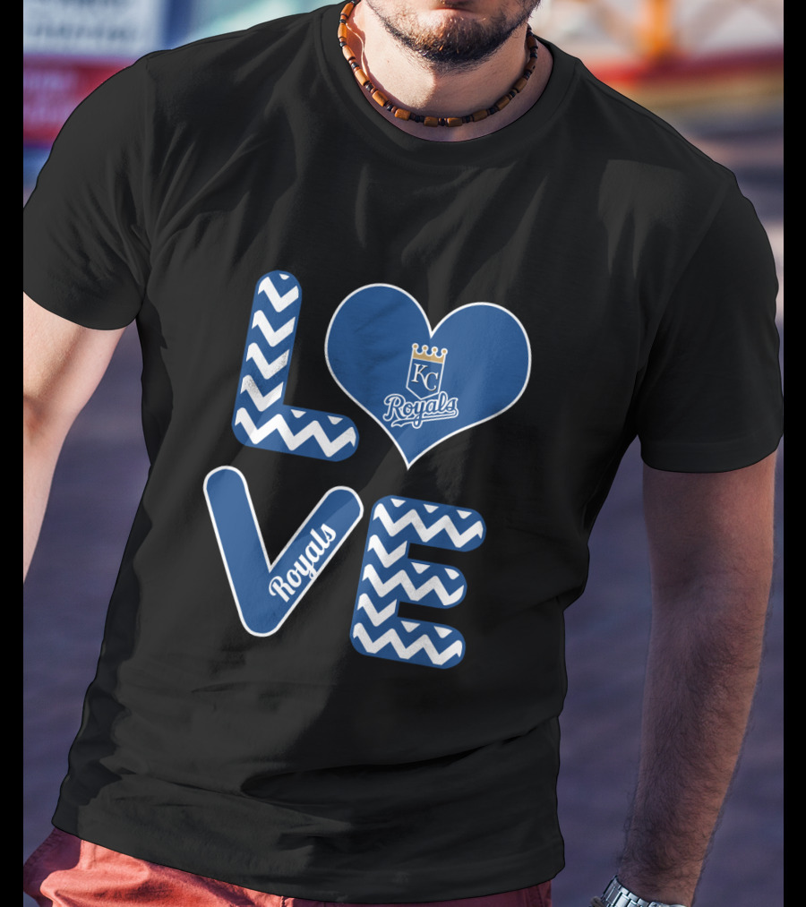 Kansas City Royals Love Heart Chevron Fans Baseball T-Shirt
