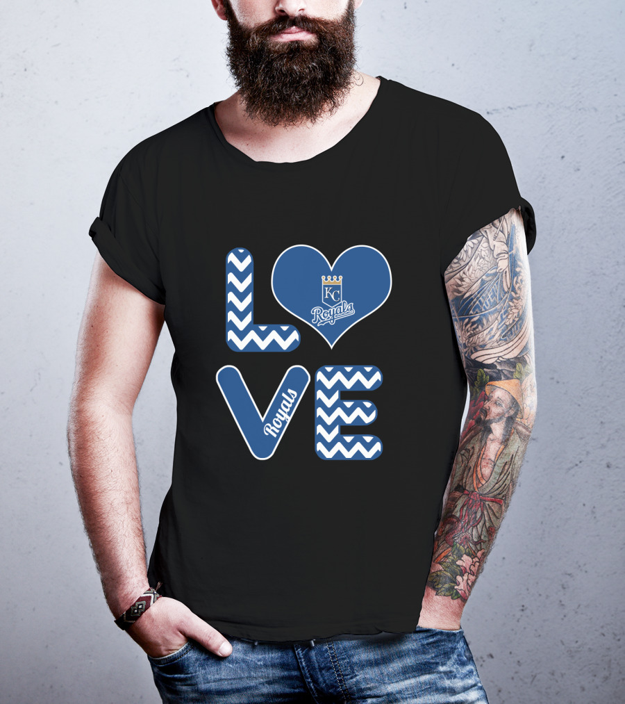 Kansas City Royals Love Heart Chevron Fans Baseball T-Shirt