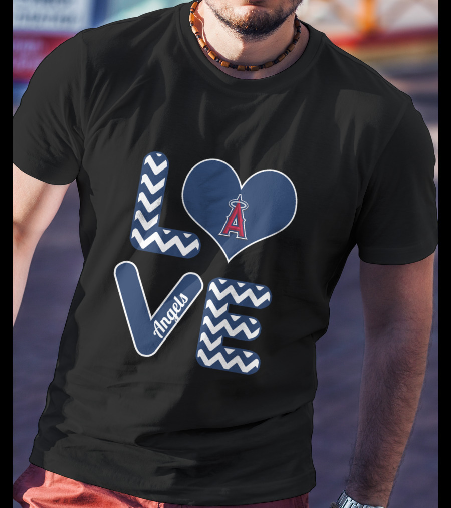 Love Angels Heart Chevron Design For Los Angeles Baseball Fans T-Shirt