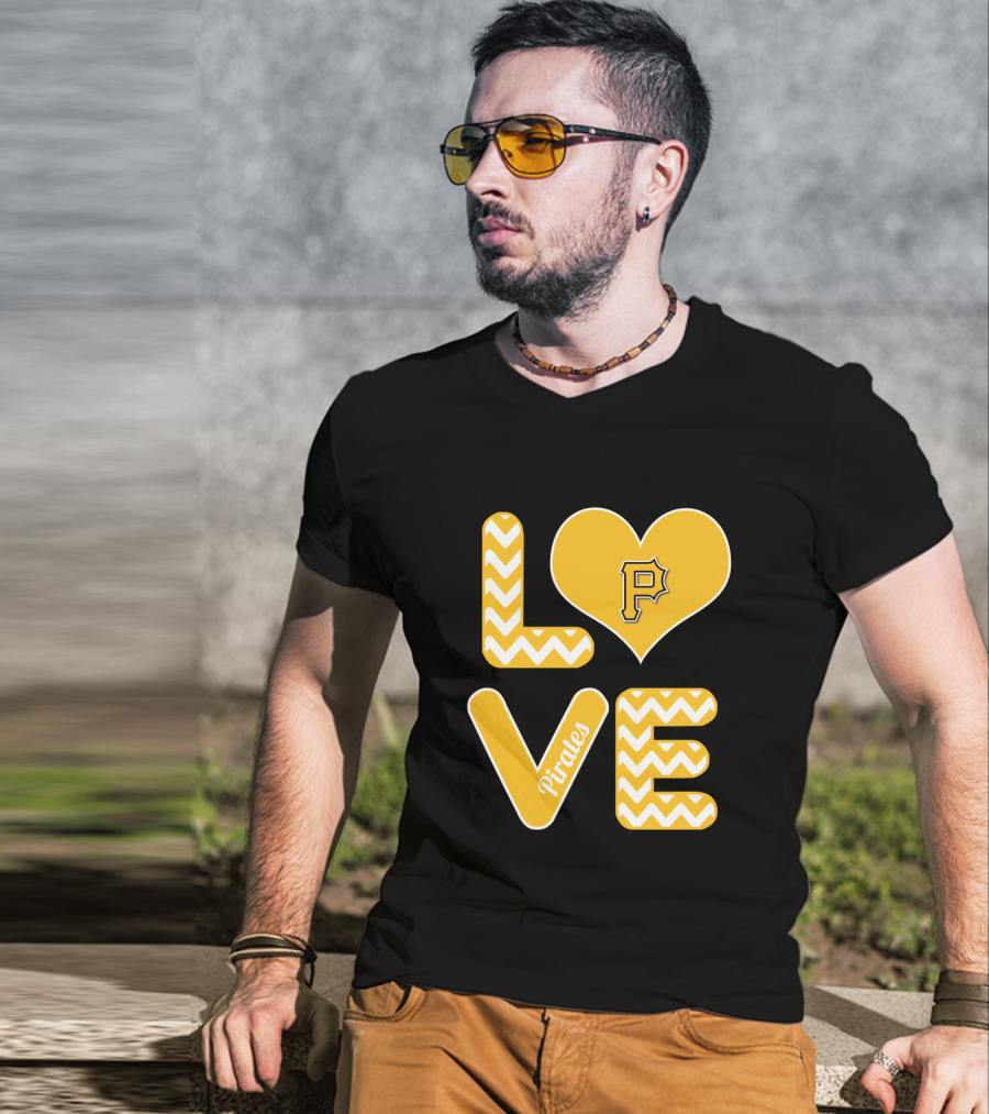 Love Pittsburgh Pirates Heart Design For Fans Baseball T-Shirt