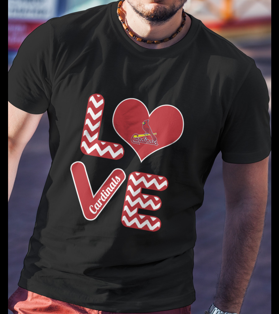 Love Cardinals Baseball Fans St Louis Zigzag Heart T-Shirt