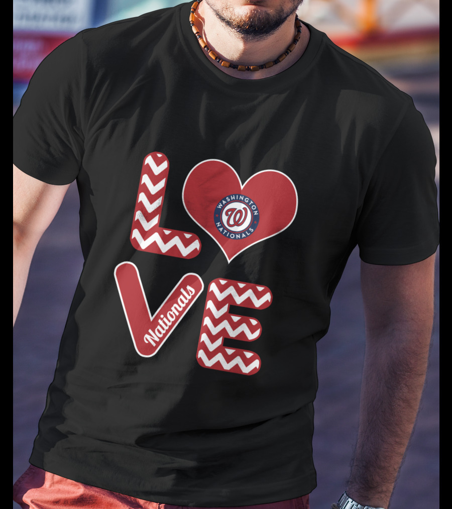 Love Washington Nationals Heart Pattern Logo Fans Baseball T-Shirt