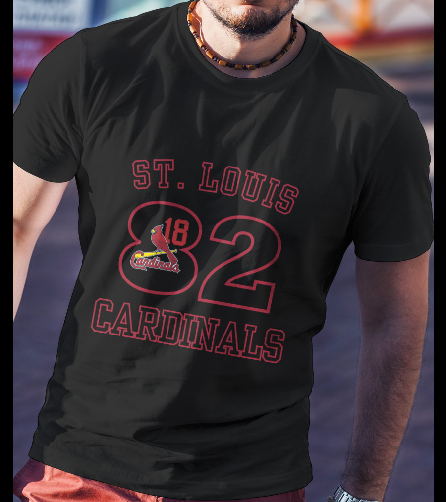 St Louis Cardinals 1882 Logo With Red Bird And Baseball Bat T-Shirt