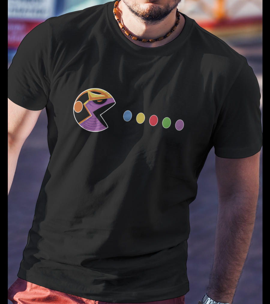 Thanos Pac Man Infinity War Style Mash Up With Iconic Gemstone Colors T-Shirt
