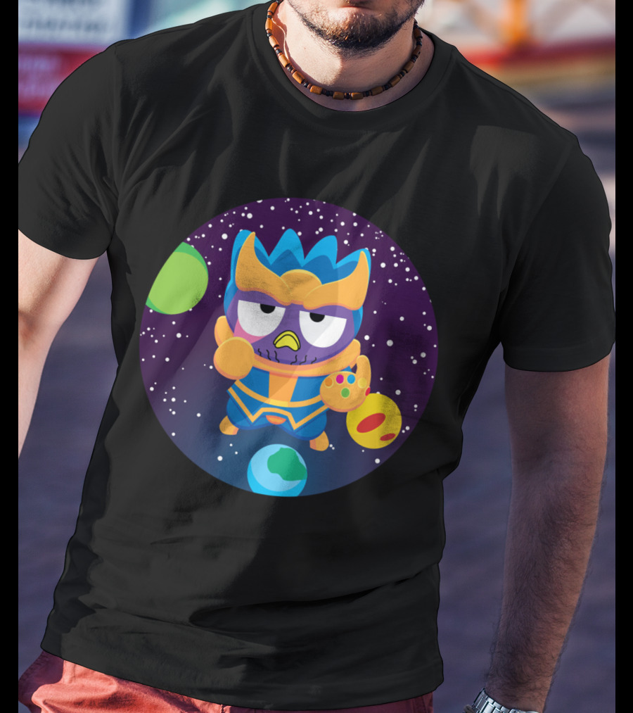 Thanos Owl Parody As The Mad Tiny Titan With Infinity Gauntlet In Space T-Shirt