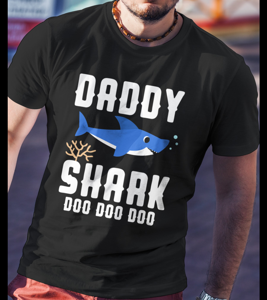 Daddy Shark Doo Doo Doo From Son Daughter Family Gift T-Shirt