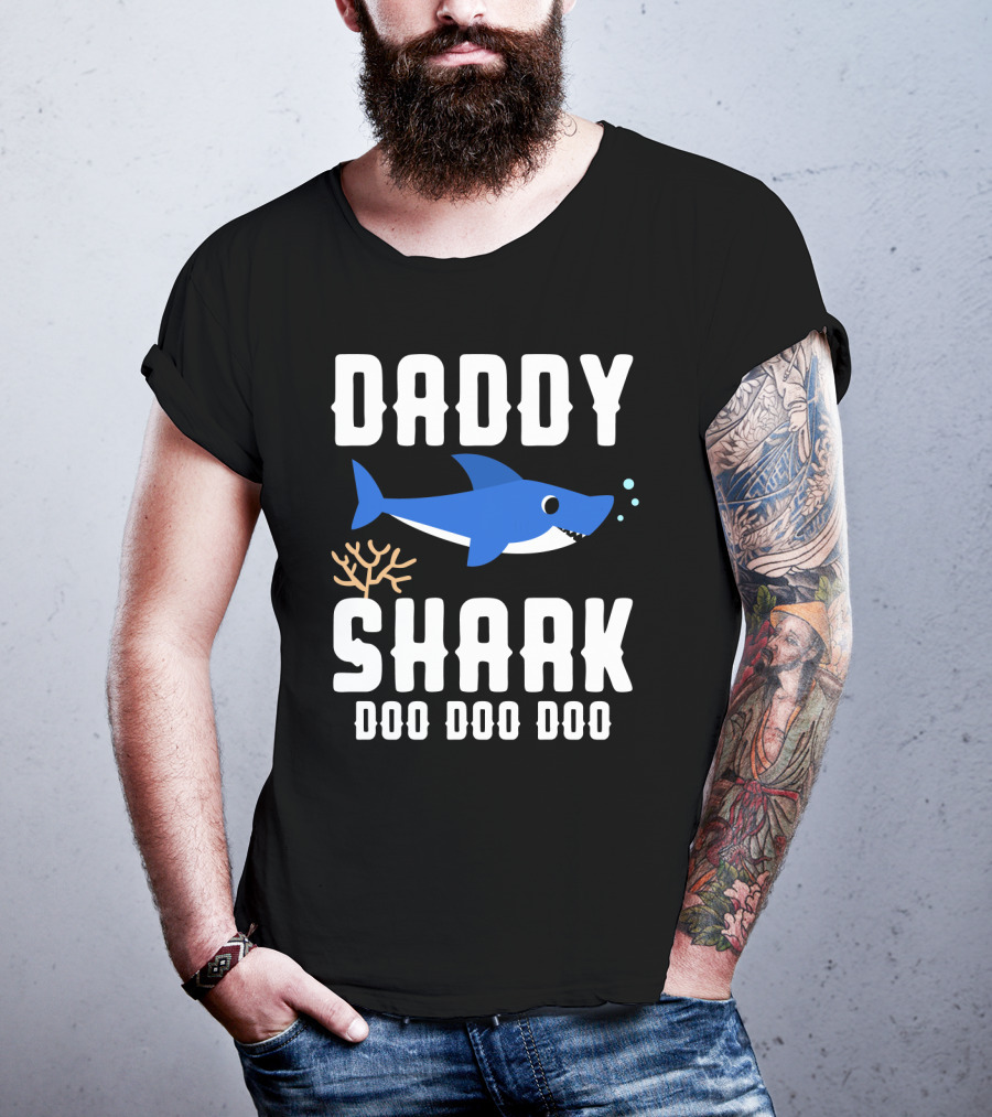 Daddy Shark Doo Doo Doo From Son Daughter Family Gift T-Shirt