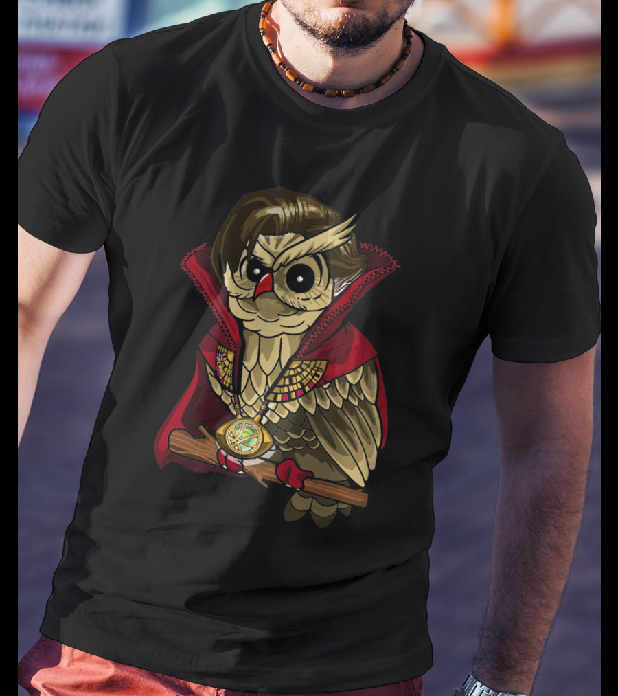 Dr. Strange Owl Parody Cape And Amulet Creative Superhero Fusion T-Shirt