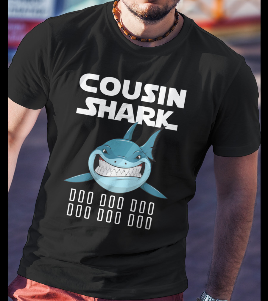 Cousin Shark Doo Doo Doo Cartoon Blue Shark Graphics T-Shirt