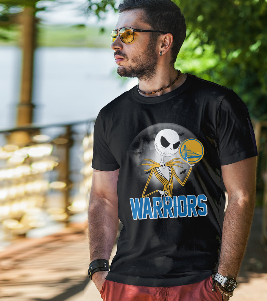 Jack Halloween Warriors Golden State Fan Basketball Moon Scene T-Shirt