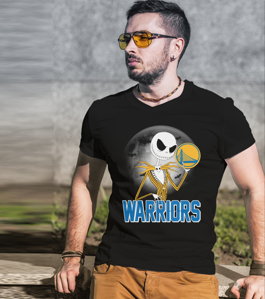 Jack Halloween Warriors Golden State Fan Basketball Moon Scene T-Shirt