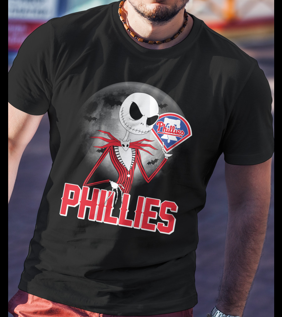 Phillies Halloween Moon Jack Skellington Crossover T-Shirt