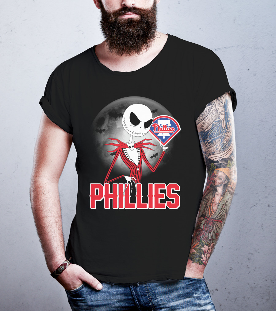 Phillies Halloween Moon Jack Skellington Crossover T-Shirt