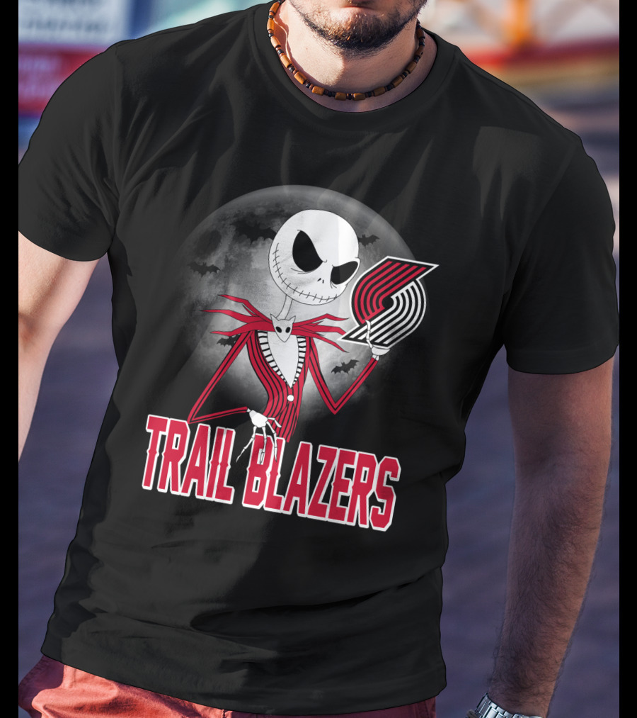 Jack Halloween Trail Blazers Moon T-Shirt