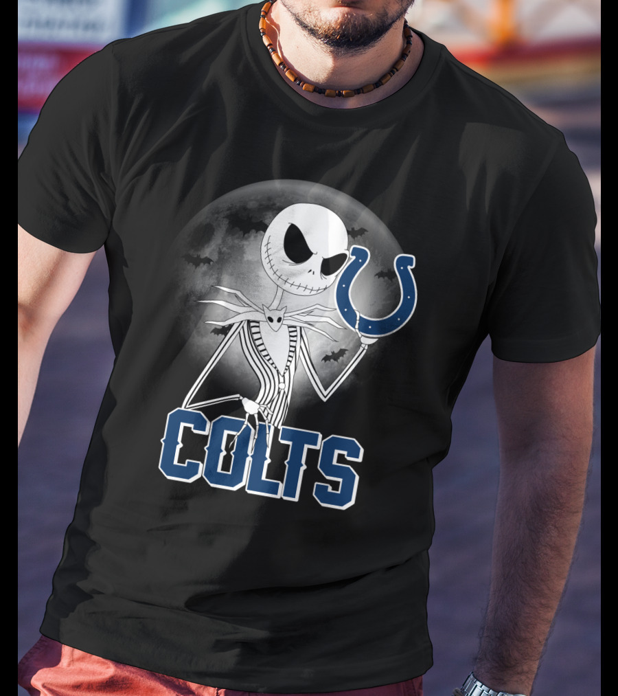 Jack Skellington Moon Halloween Indianapolis Colts T-Shirt