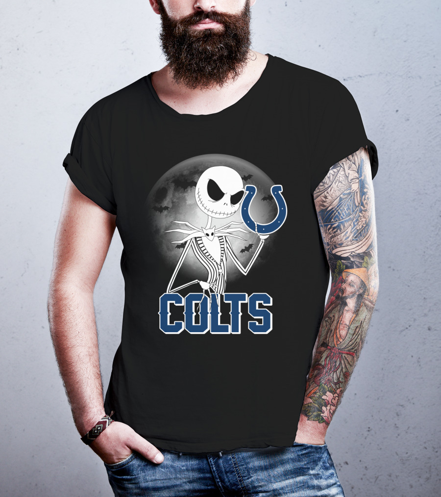 Jack Skellington Moon Halloween Indianapolis Colts T-Shirt