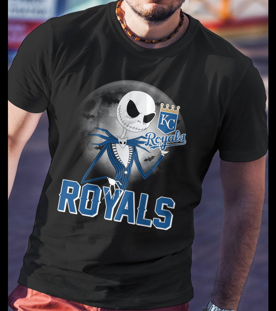 Jack Skellington Halloween Kansas City Royals Moon T-Shirt
