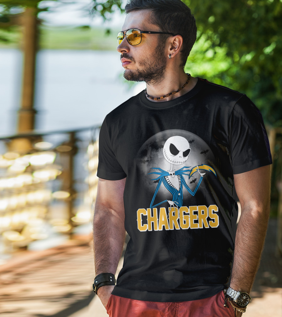 Jack Skellington Halloween Los Angeles Chargers Moonlight T-Shirt