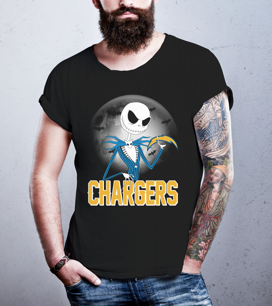 Jack Skellington Halloween Los Angeles Chargers Moonlight T-Shirt
