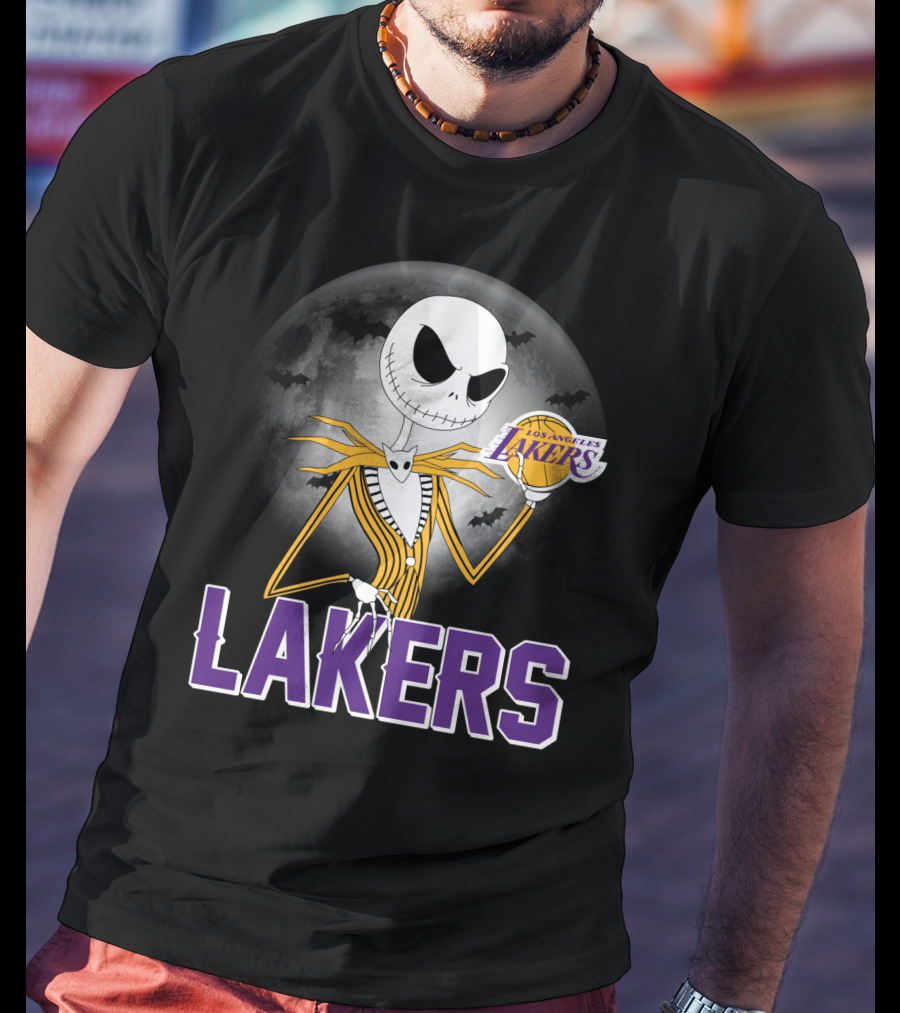 Jack Skellington Lakers Halloween Los Angeles Nba Crossover T-Shirt