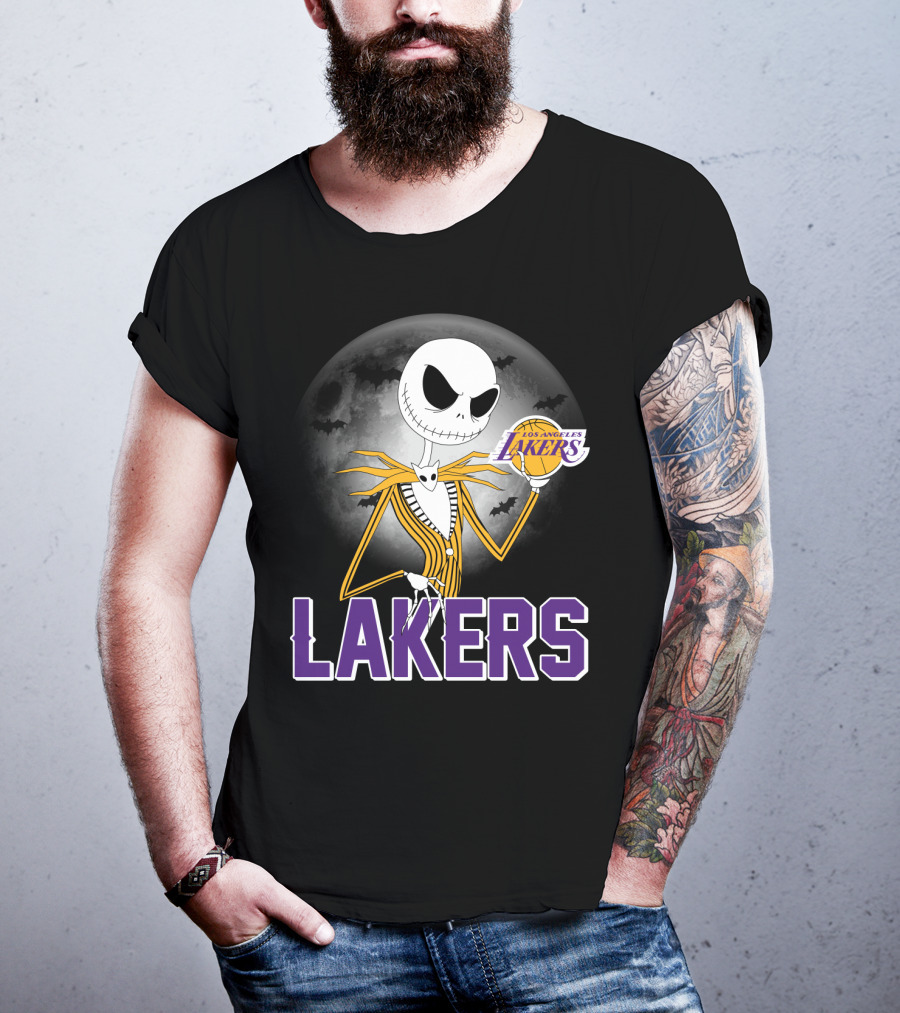 Jack Skellington Lakers Halloween Los Angeles Nba Crossover T-Shirt