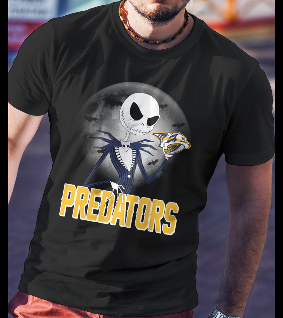 Jack Skellington Halloween Nashville Predators Moonlit T-Shirt