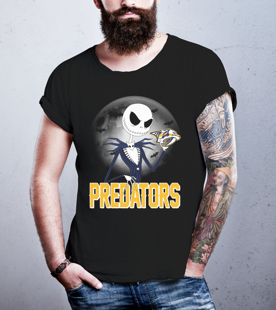Jack Skellington Halloween Nashville Predators Moonlit T-Shirt