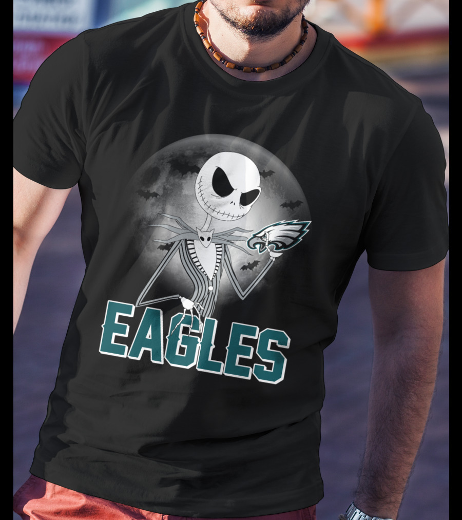 Jack Skellington Eagles Halloween Philadelphia Football Fan Gear T-Shirt