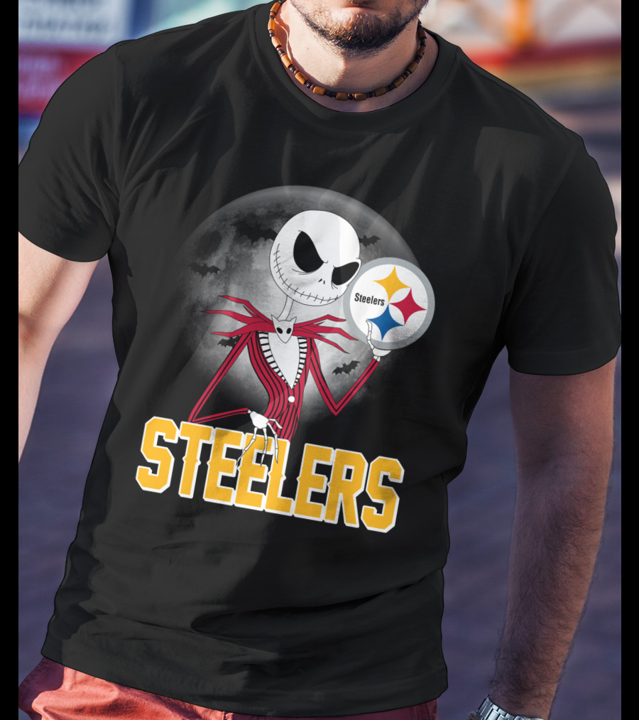 Jack Skellington Steelers Halloween Moon T-Shirt