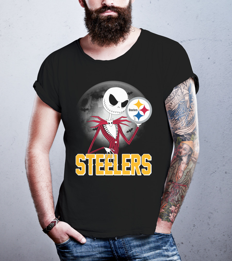 Jack Skellington Steelers Halloween Moon T-Shirt