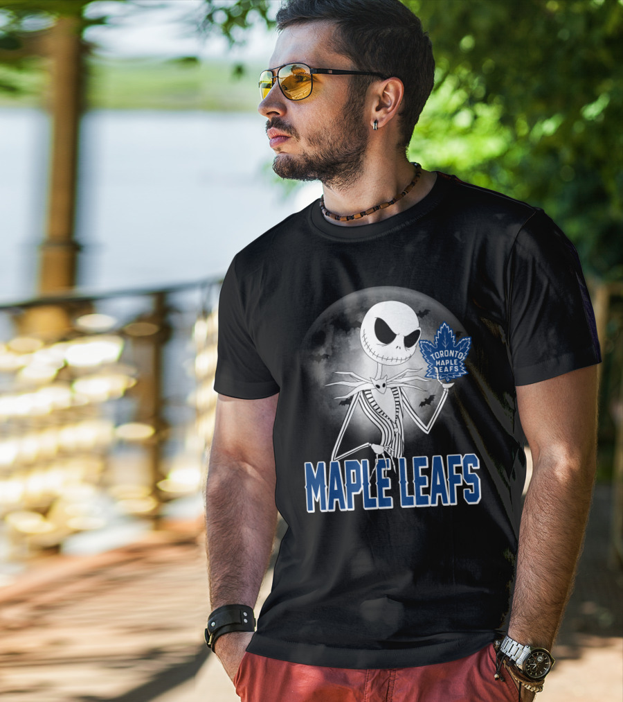 Toronto Maple Leafs Jack Skellington Halloween Moon T-Shirt