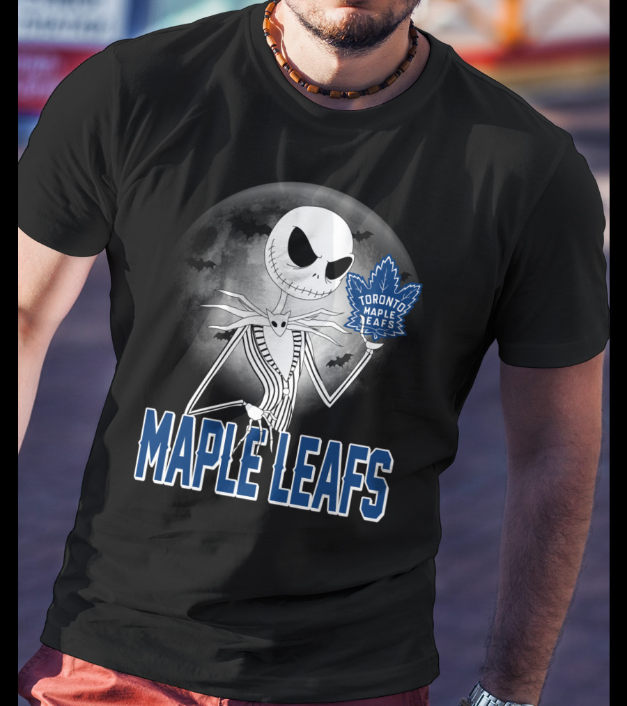 Toronto Maple Leafs Jack Skellington Halloween Moon T-Shirt