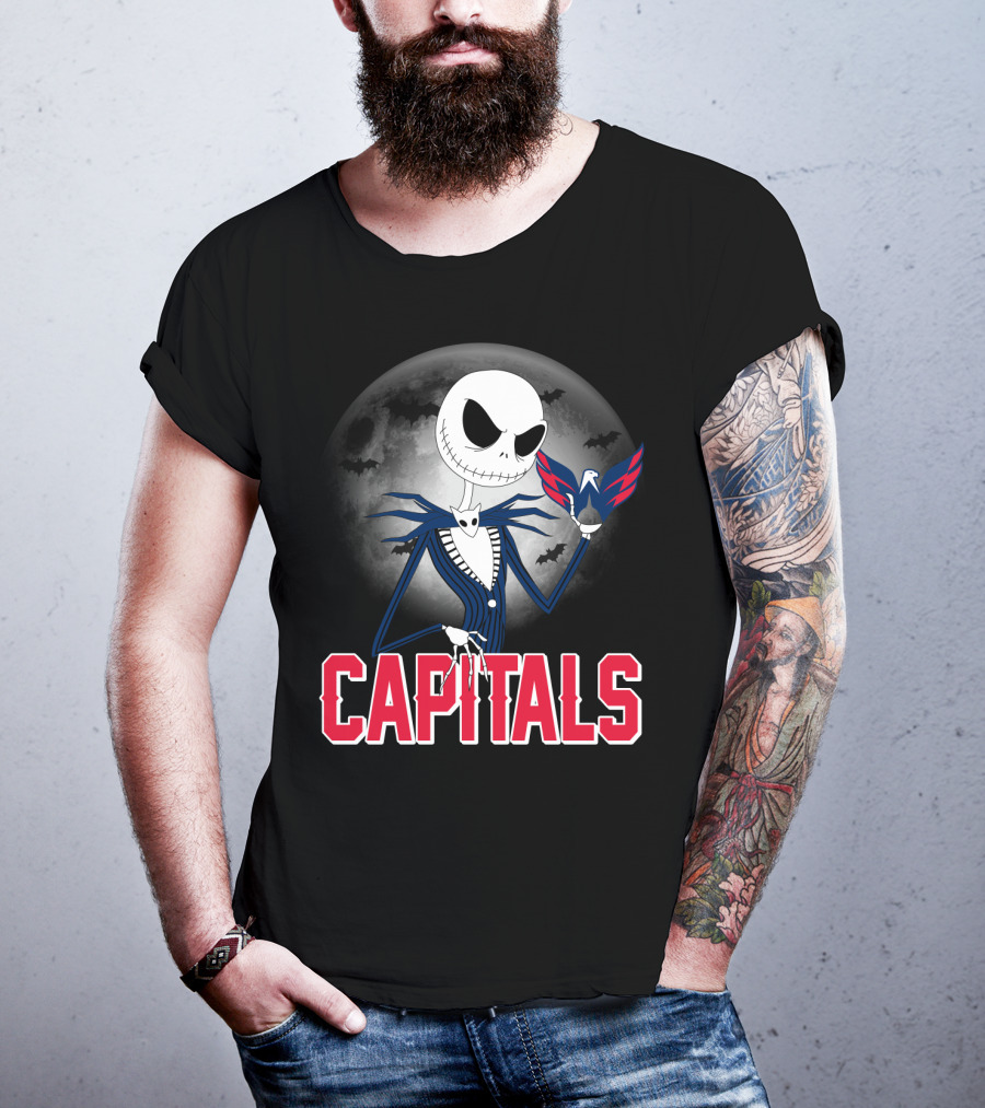 Jack Skellington Halloween Meets Washington Capitals Moon Night T-Shirt