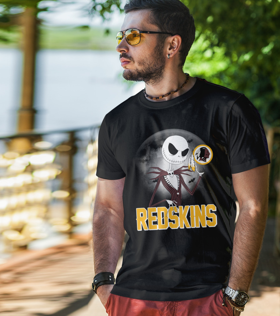 Jack Skellington Moon Redskins Logo Halloween T-Shirt