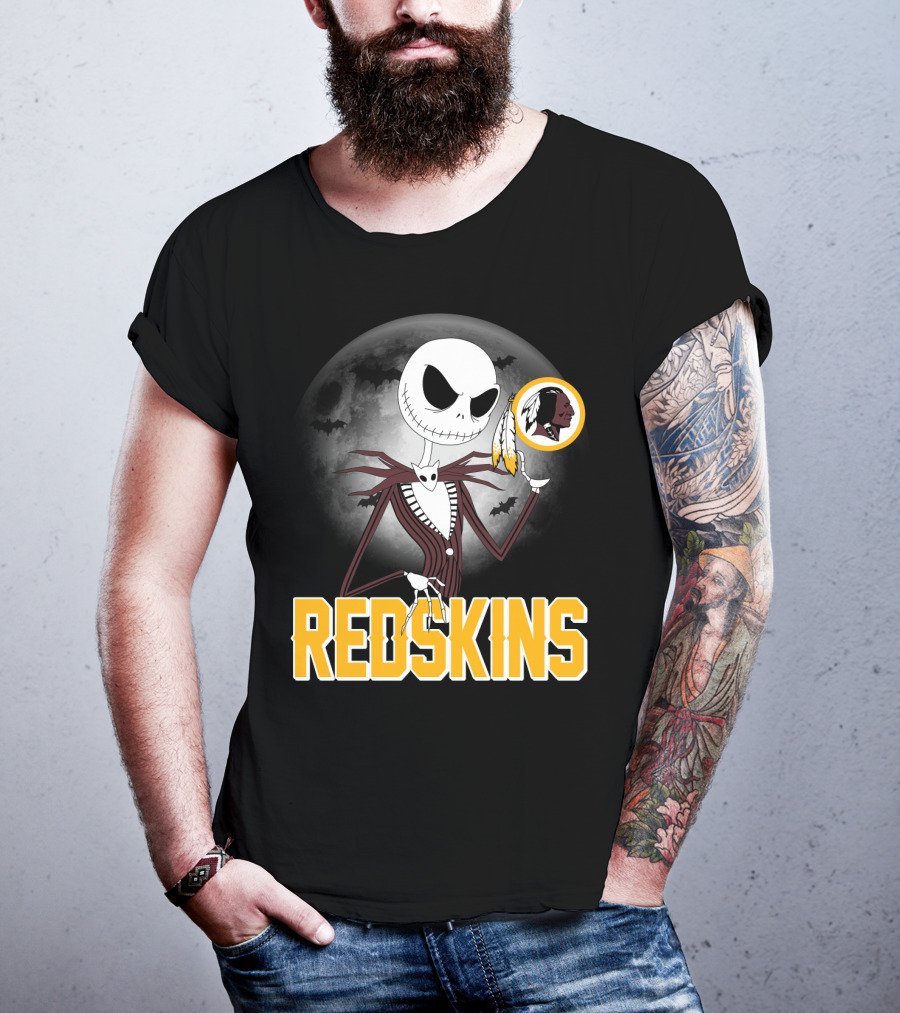 Jack Skellington Moon Redskins Logo Halloween T-Shirt