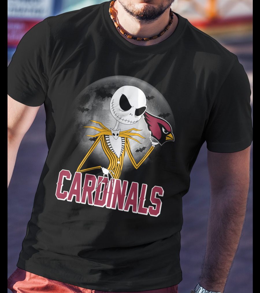 Jack Skellington Cardinals Halloween Moon Arizona T-Shirt