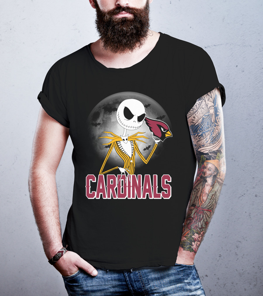 Jack Skellington Cardinals Halloween Moon Arizona T-Shirt