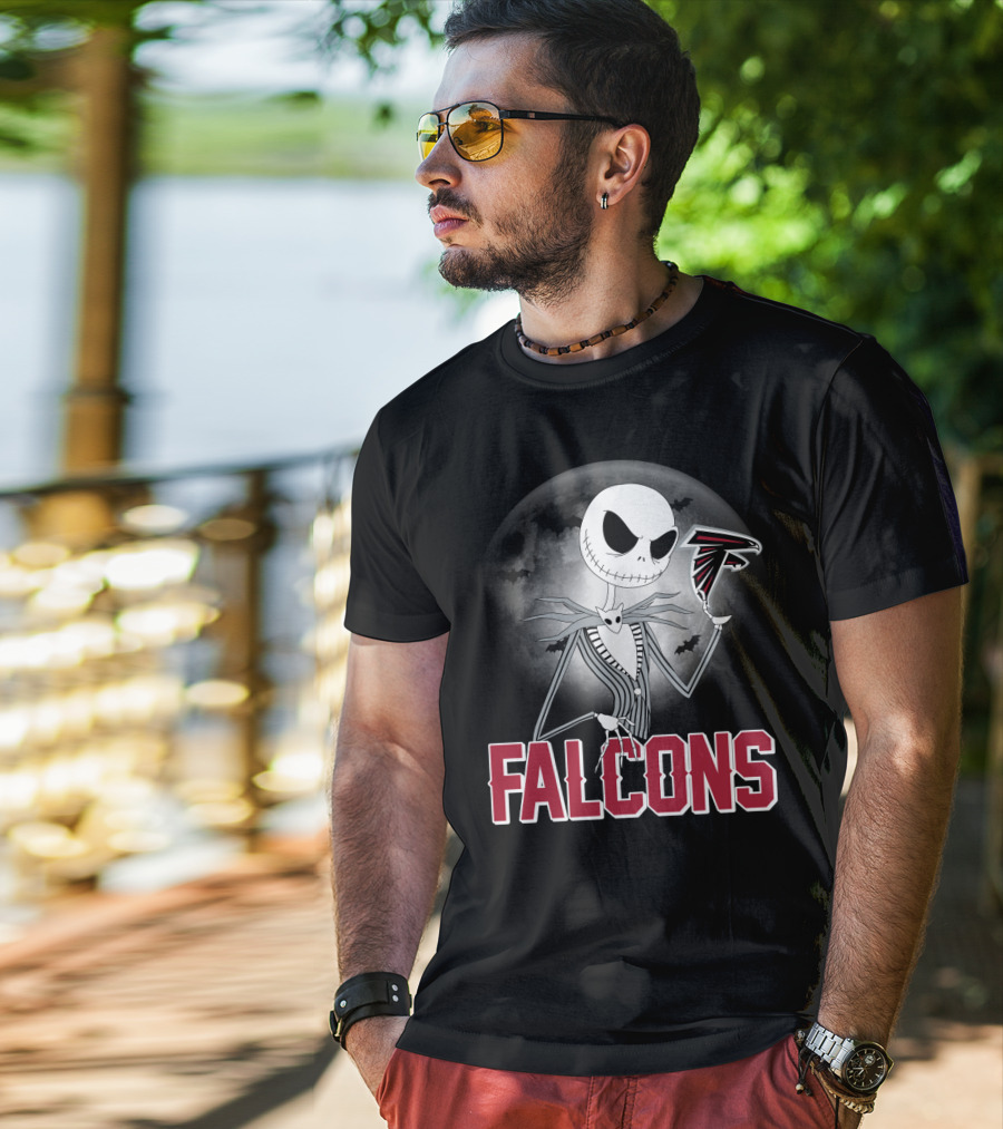Jack Skellington Halloween Atlanta Falcons Moon T-Shirt