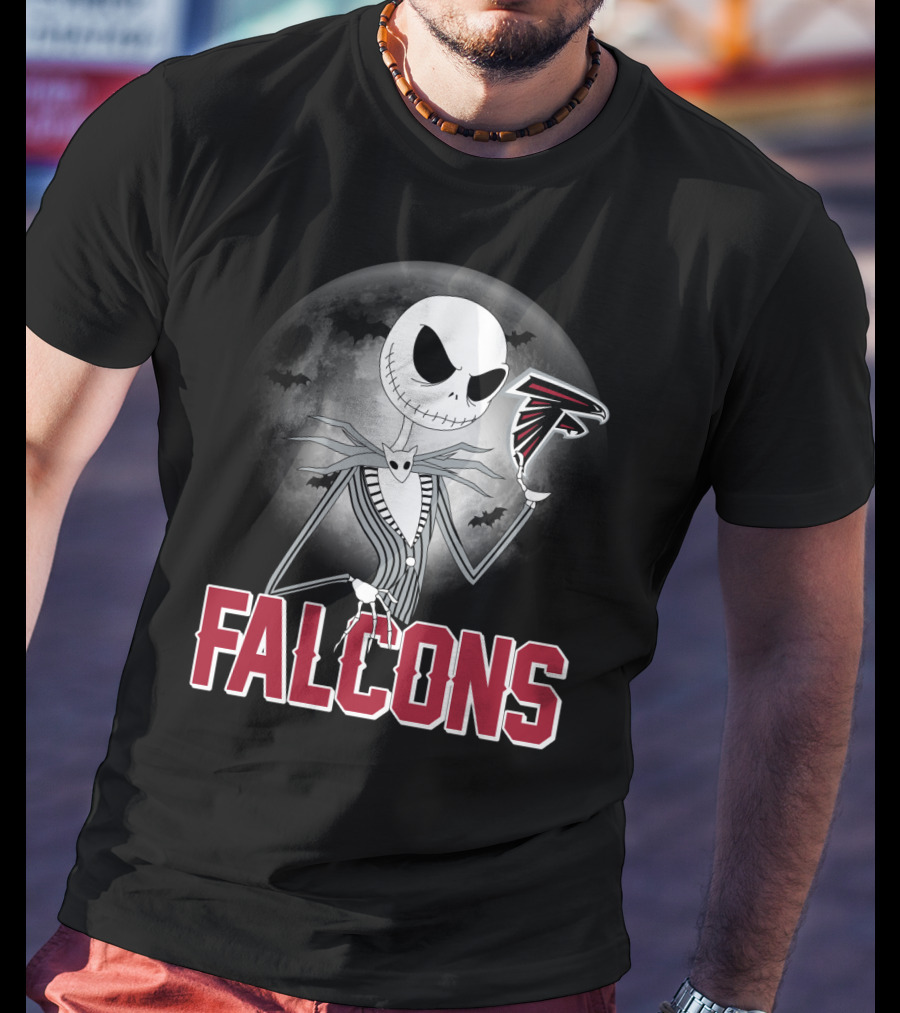 Jack Skellington Halloween Atlanta Falcons Moon T-Shirt