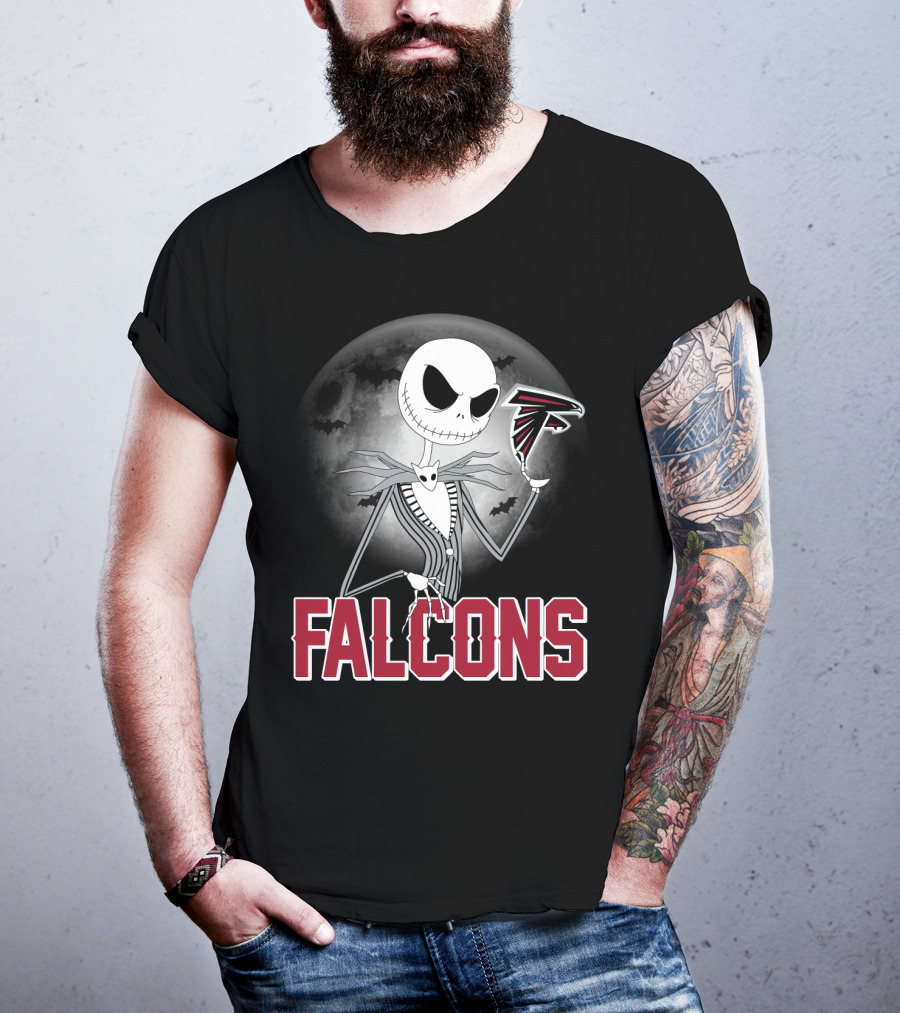 Jack Skellington Halloween Atlanta Falcons Moon T-Shirt