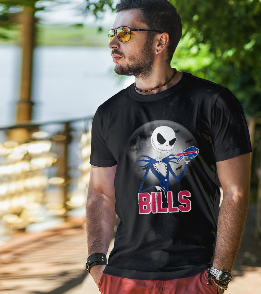 Jack Skellington Halloween Buffalo Bills Moon Bats T-Shirt