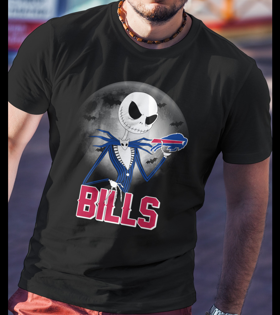 Jack Skellington Halloween Buffalo Bills Moon Bats T-Shirt