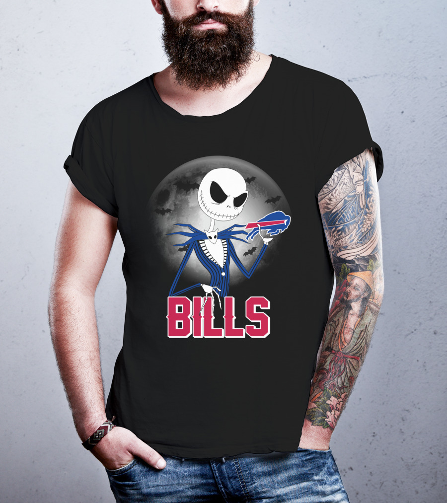 Jack Skellington Halloween Buffalo Bills Moon Bats T-Shirt